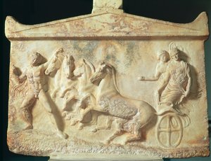 Relevo votivo representando Echelos e Basile, c.400 aC (mármore)